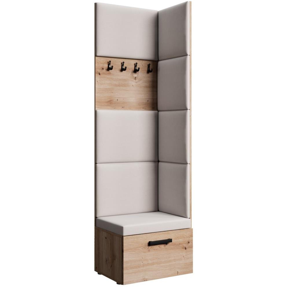 Beautysofa PŘEDSÍŇOVÁ sestava Margaret V 81/203/43 s čalouněnými panely, dub artisan