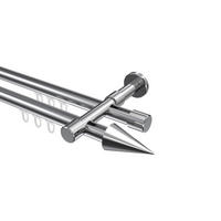 INNENLAUF-GARDINENSTANGEN-SET Prestige Savio 140 cm, 2-läufig, 20 mm Ø Chrom - Chromfarben, Metall (140cm) - INTERDECO