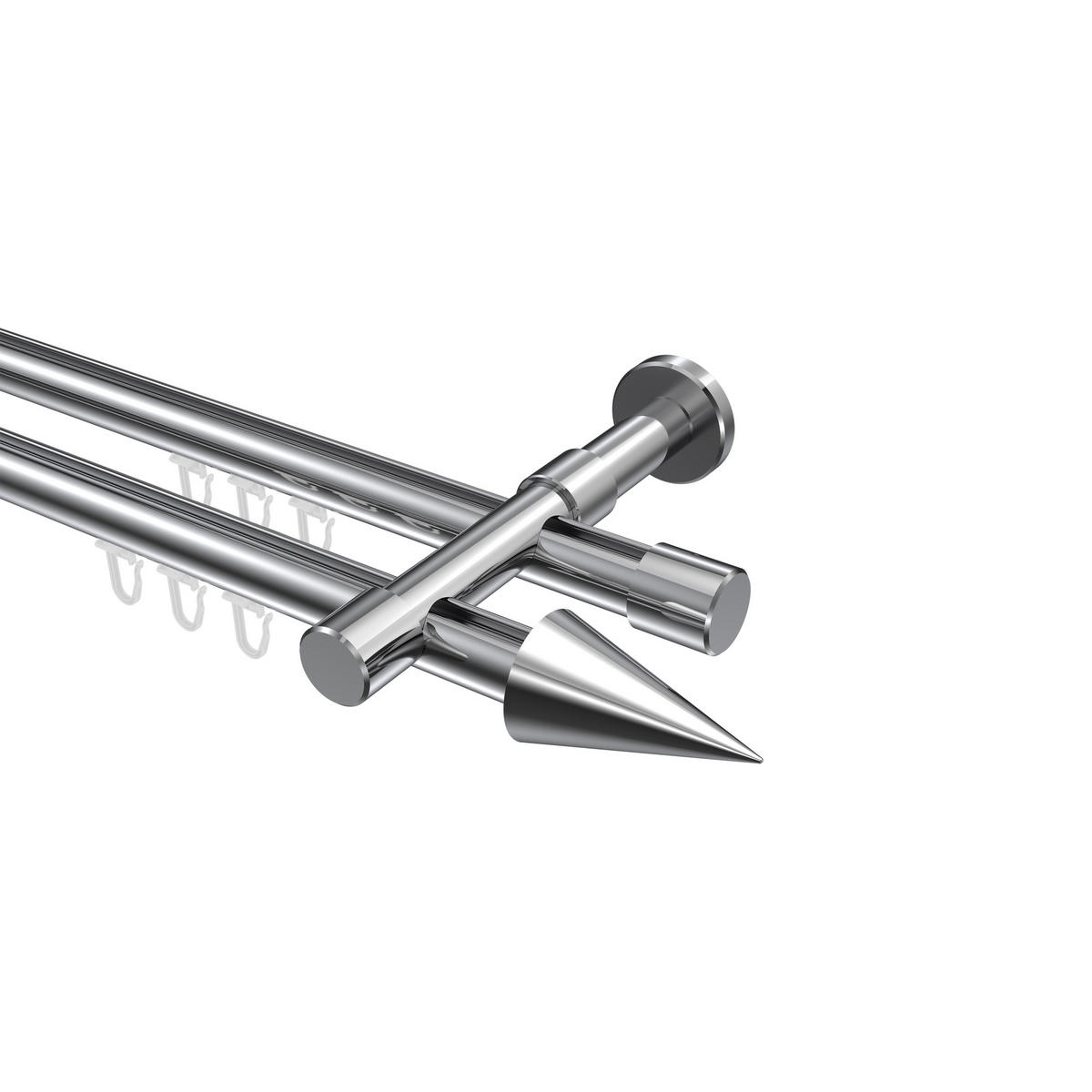 INNENLAUF-GARDINENSTANGEN-SET Prestige Savio 140 cm, 2-läufig, 20 mm Ø Chrom - Chromfarben, Metall (140cm) - INTERDECO