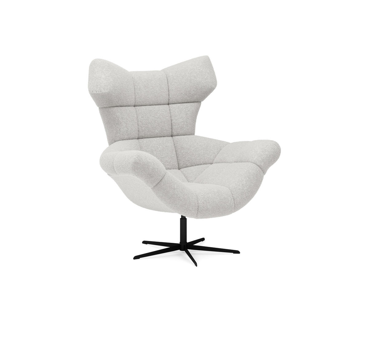 SESSEL SENSI Relaxstuhl mit 360° Drehung und Schwingfunktion – Lux-Schaumkissen, Weiß, 104x46x119 cm - Schwarz/Weiß, Holz/Textil (104/119/84cm) - DomoHome