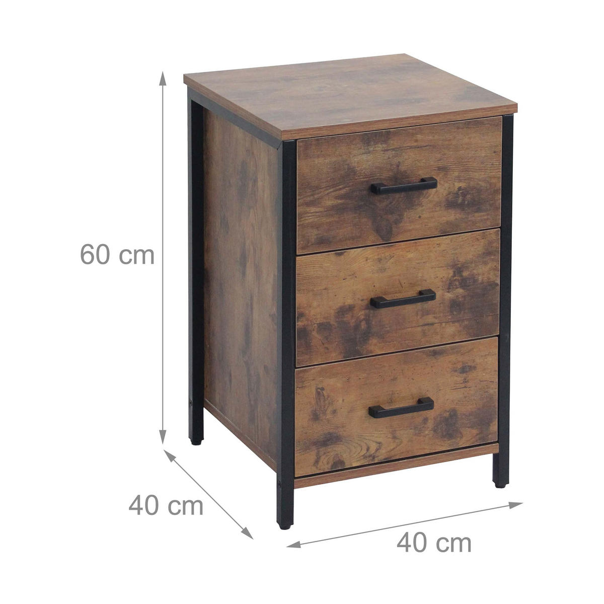 NACHTTISCH - Braun, Holzwerkstoff/Metall (40/60/40cm) - Relaxdays