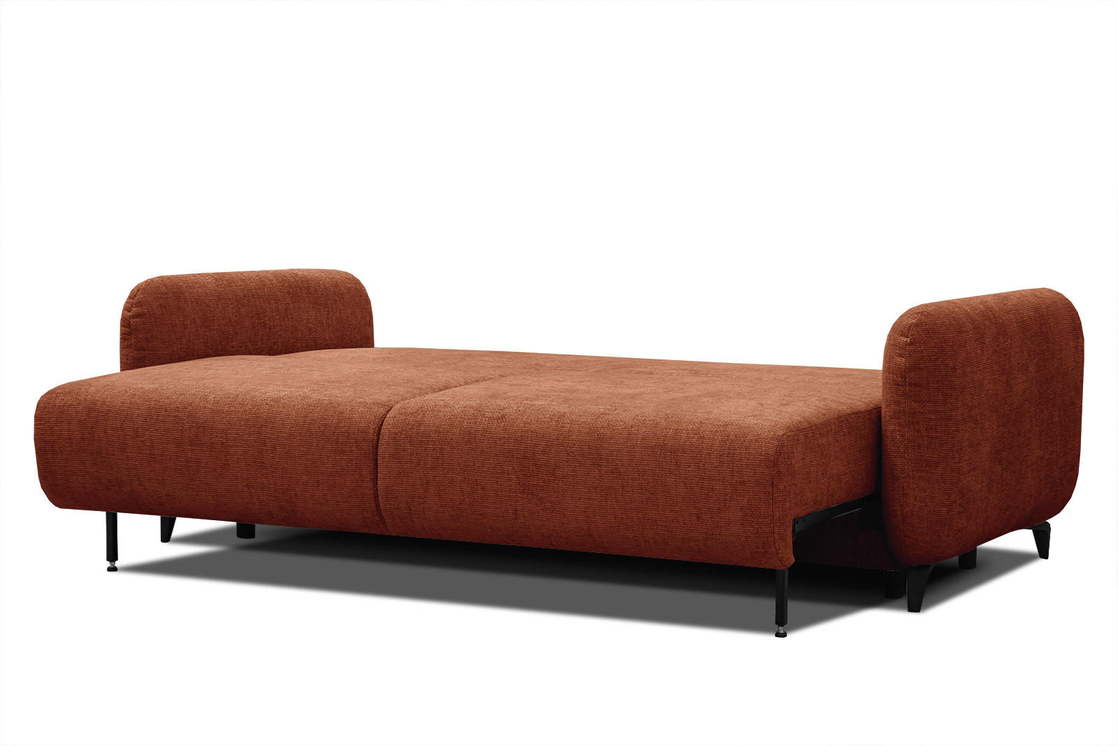 SOFA DRAKE 3-Sitzer mit Schlaffunktion, dunkelorange - Dunkelorange/Braun, Holz/Textil (232/90/107cm) - Courtois Laville