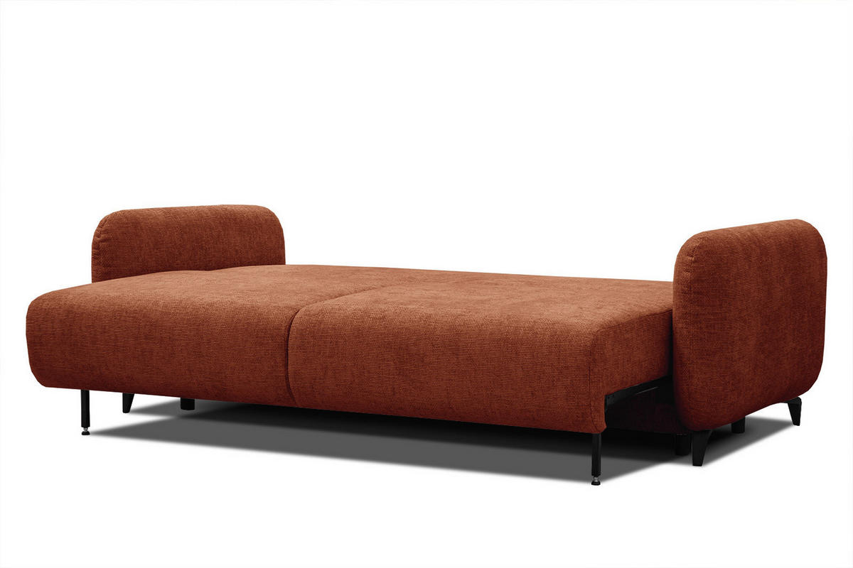 SOFA DRAKE 3-Sitzer mit Schlaffunktion, dunkelorange - Dunkelorange/Braun, Holz/Textil (232/90/107cm) - Courtois Laville