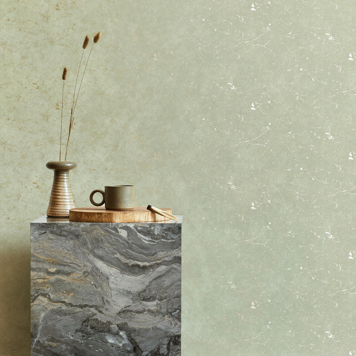 VLIESTAPETE Gips - Grün, Papier/Kunststoff (104/1000cm) - Easy Decor
