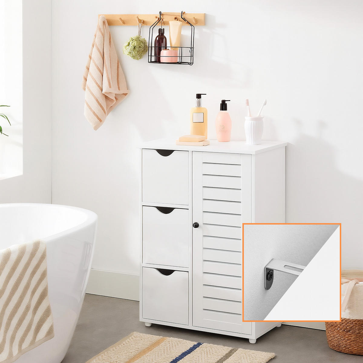 BADEZIMMERSCHRANK - Schwarz/Weiß, Holzwerkstoff/Kunststoff (60/80/30cm) - Relaxdays