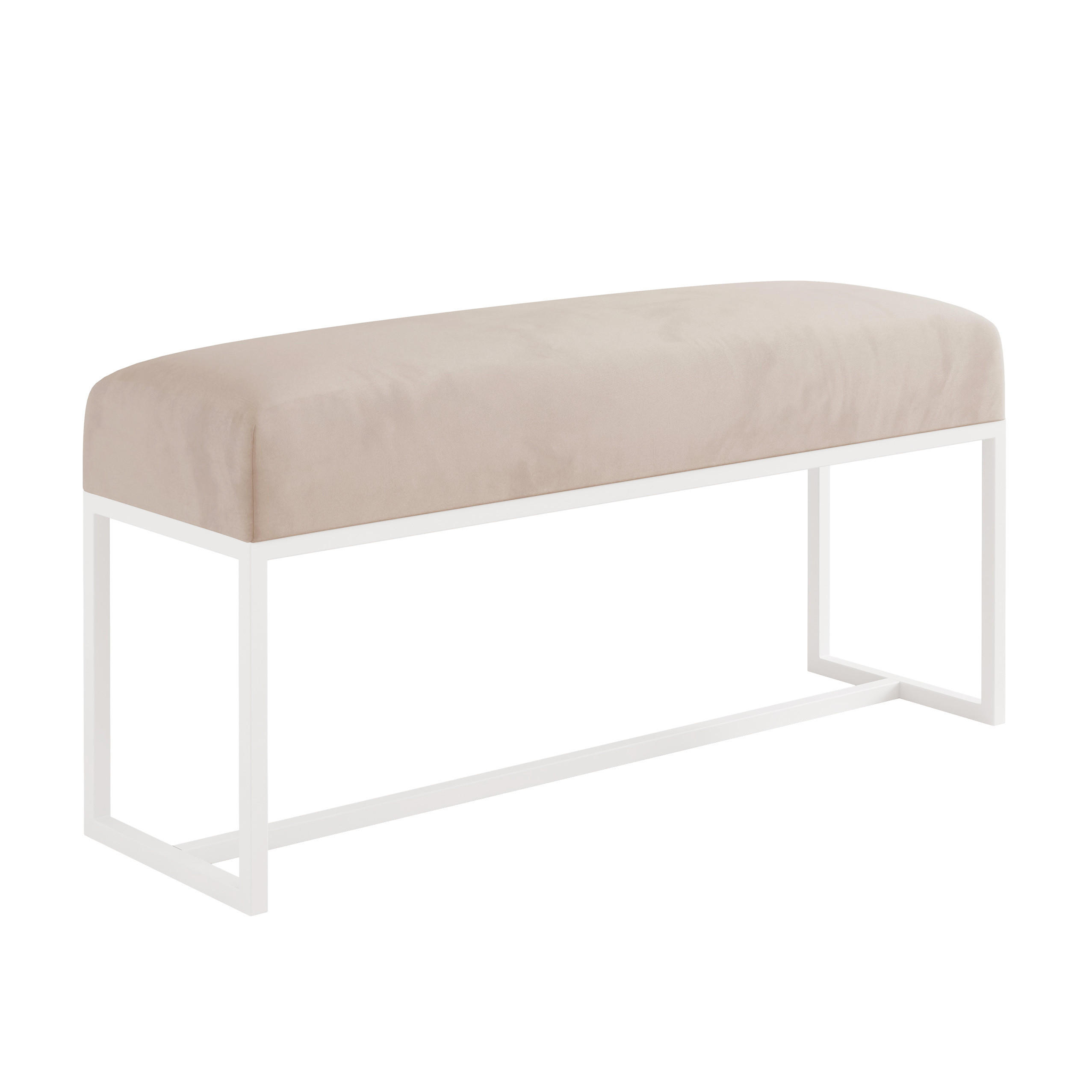 POLSTERBANK MUSE 100 cm Weiß / Beige ,Metallgestell - Beige, Metall (100/47/30cm) - Idohome