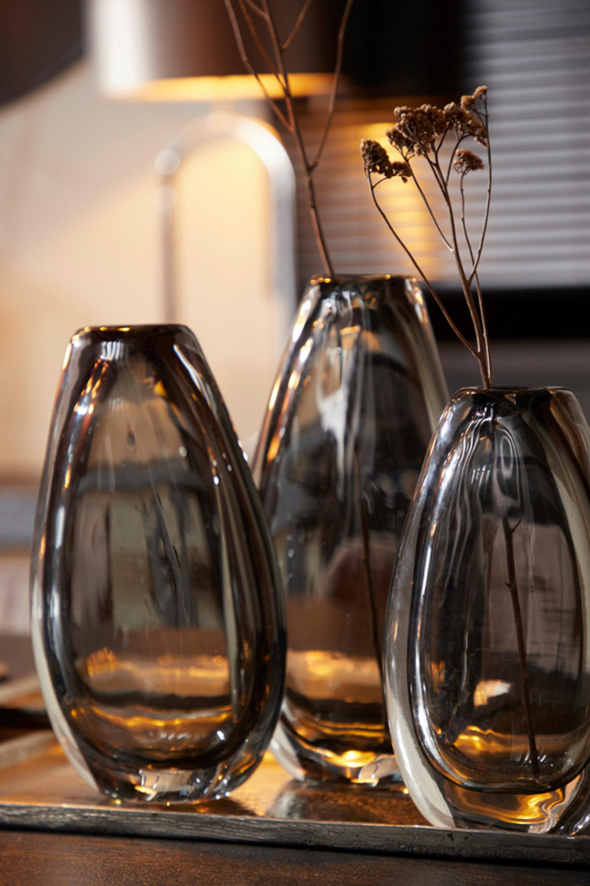 VASE Calla Grau 17/8/31,5 cm - Grau, Glas (31.5cm) - Light & Living