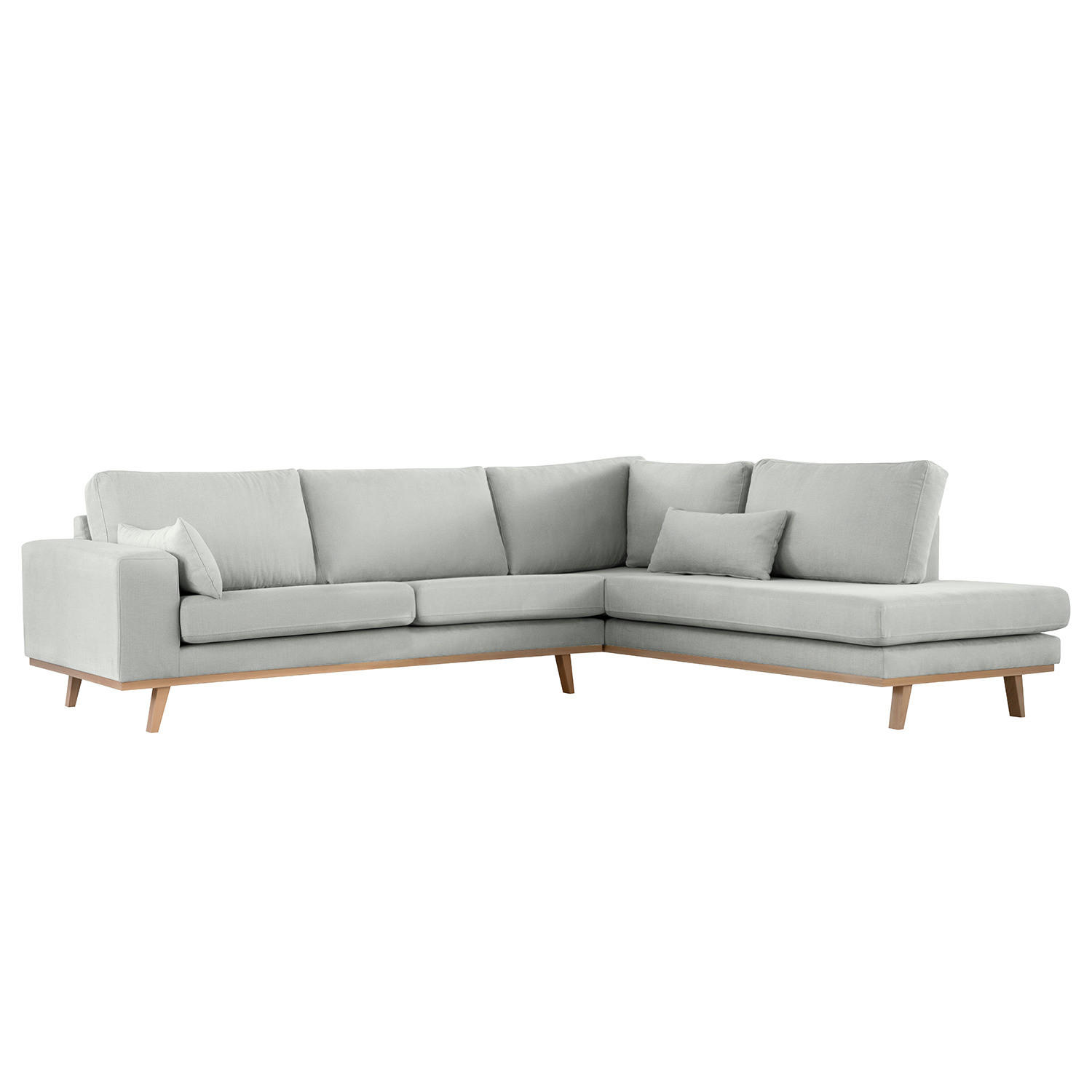 ECKSOFA mit Ottomane - Buchefarben/Grau, Textil (287/219cm) - home24