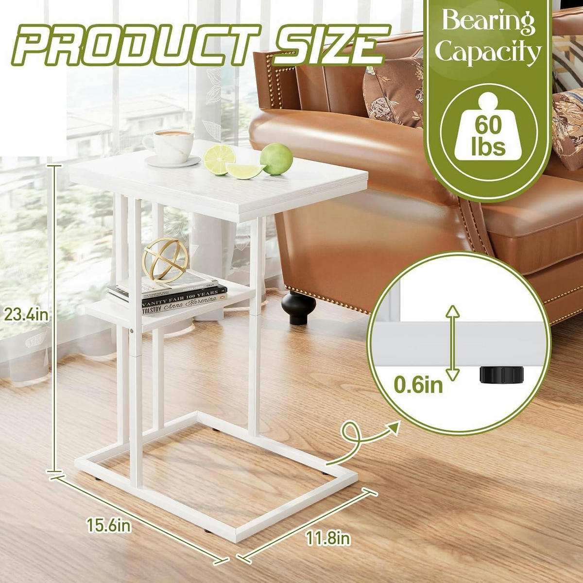 BEISTELLTISCH C-Form Weiß 40 x 30 x 60 cm - Weiß, Holzwerkstoff (30/40/60cm)
