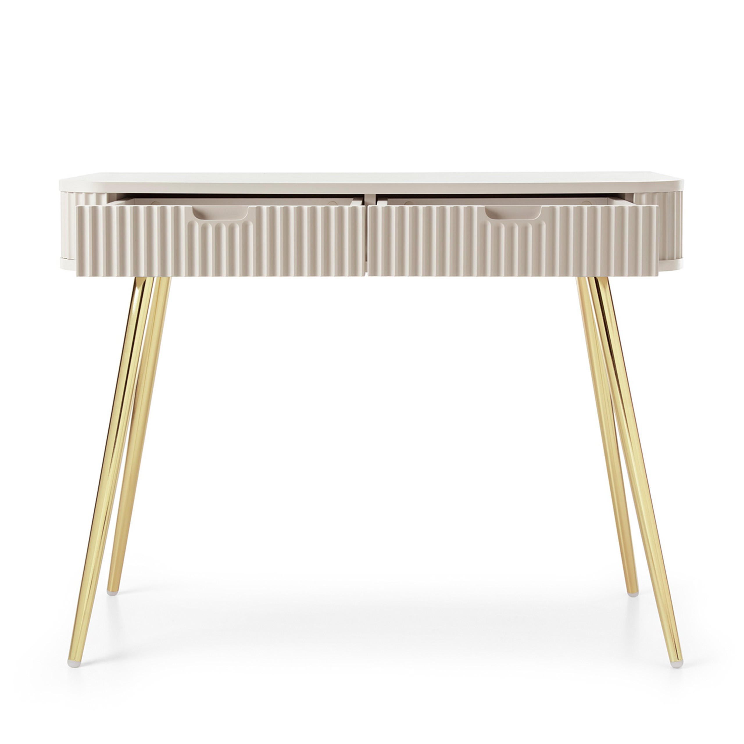 KONSOLENTISCH Zova Beige, Goldene Beine, Schminktisch mit Schubladen - Beige/Goldfarben, Holzwerkstoff/Metall (49/103/80cm) - Bettso