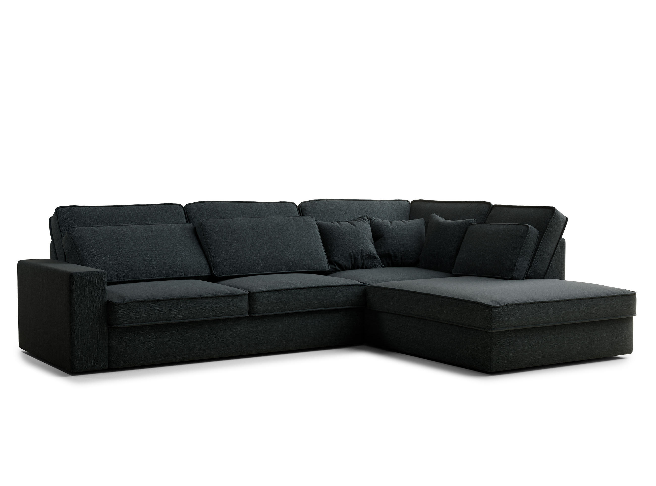ECKSOFA Kirou Türkis Webstoff - Rechts Seite - Türkis/Schwarz, Holz/Holzwerkstoff (225/311cm) - Maison de Reve