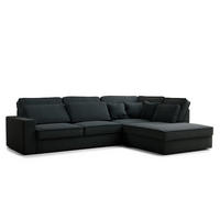 ECKSOFA Kirou Türkis Webstoff - Rechts Seite - Türkis/Schwarz, Holz/Holzwerkstoff (225/311cm) - Maison de Reve