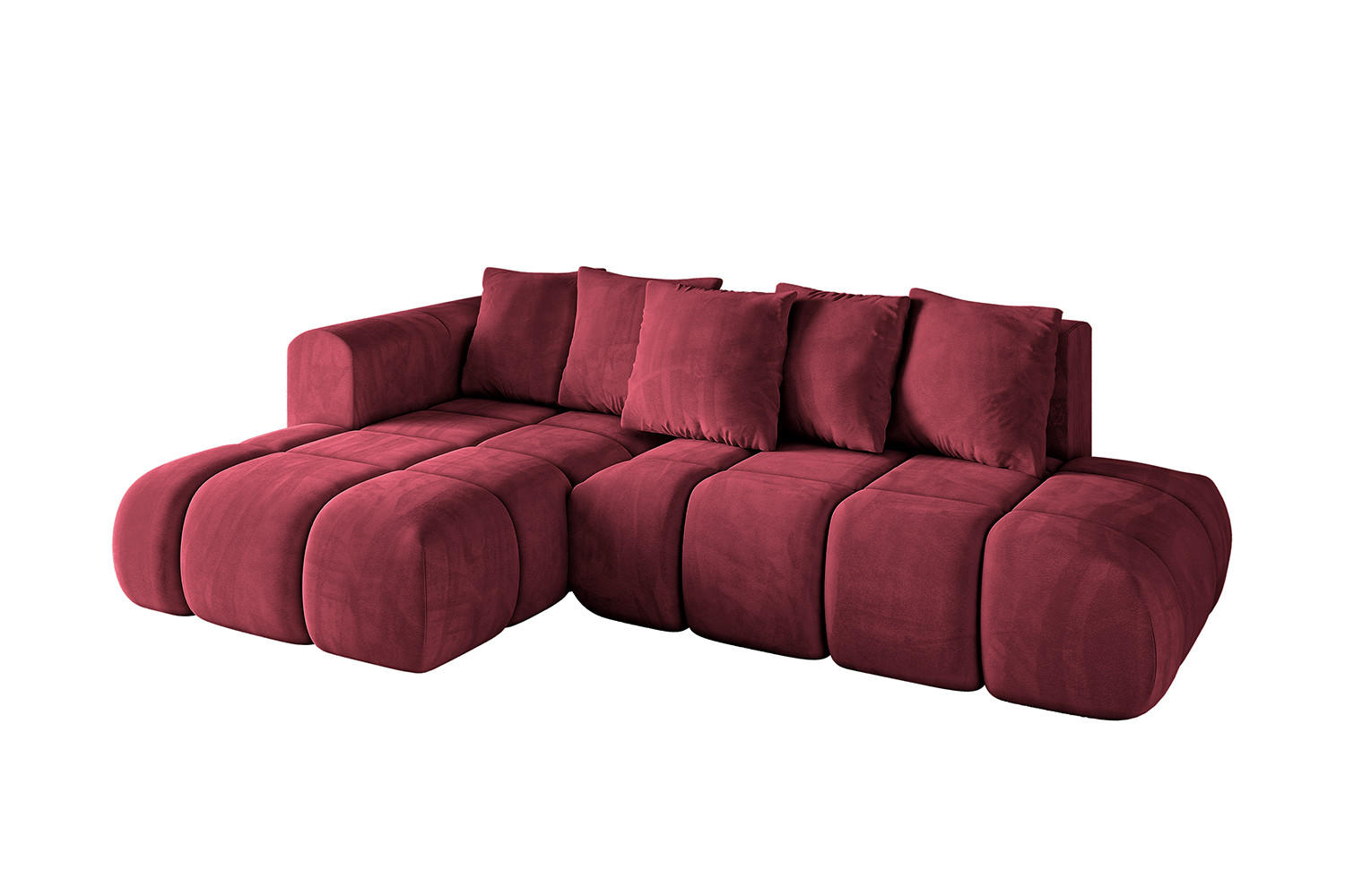 ECKSOFA Ottomane Links CLOUD-L-v1 289x180x40 Bordeaux Velours - Bordeaux, Holzwerkstoff/Kunststoff (180/289cm) - ALTDECOR