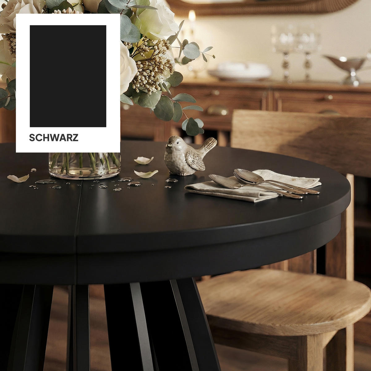 AUSZIEHTISCH VENO 100-180/76 cm Schwarz matt - Schwarz, Holzwerkstoff (100/100/76cm) - Idohome