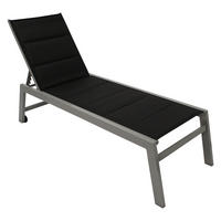 SONNENLIEGE Leeds Pro mit hohem Einstieg - mit Rollen - Alu silber + Textilgewebe schwarz - Grau, Metall (65/42/199cm) - TPFGarden