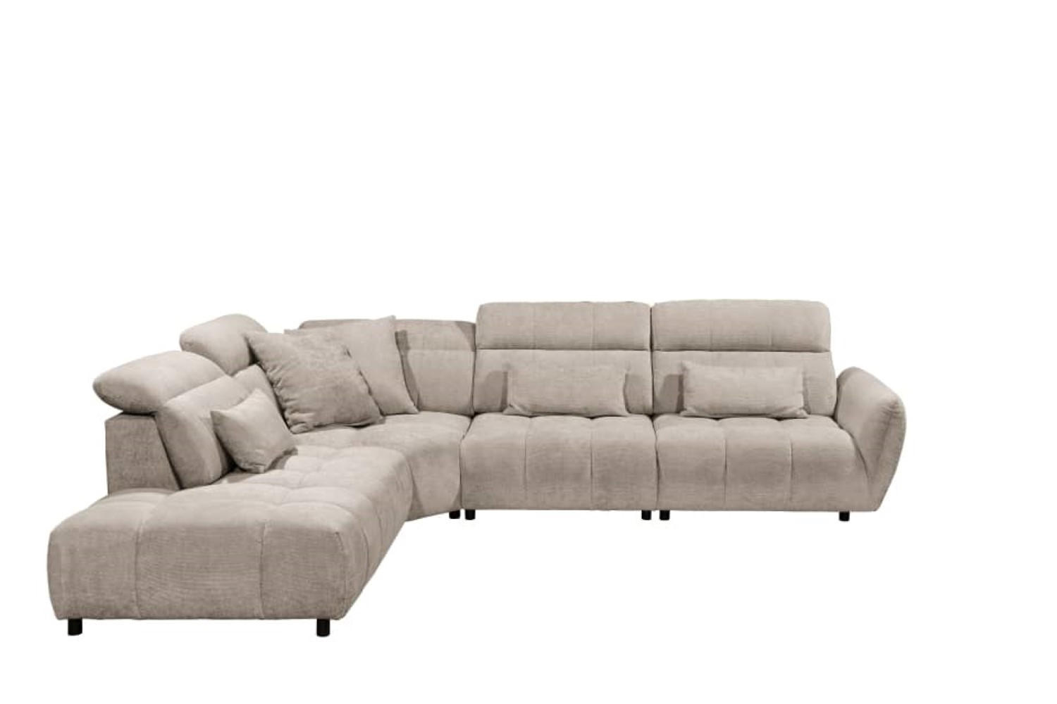 ECKSOFA mit verstellbaren Kopflehnen und Nosagfederung - Sandfarben, Textil (339/285cm) - ed exciting design