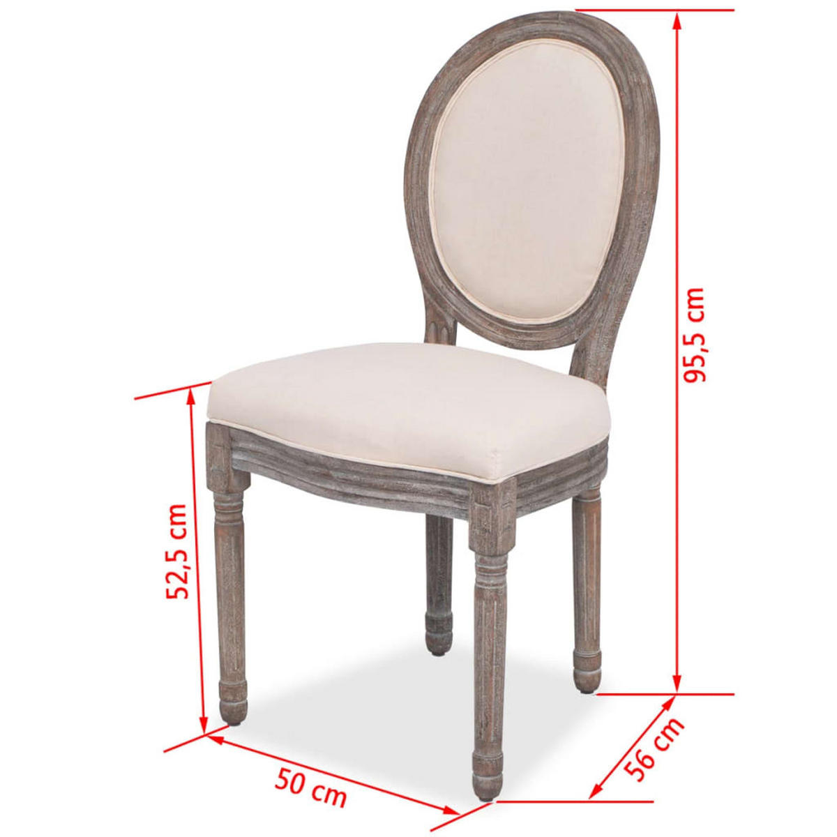 STUHL-SET 6Stk. 50*95.5*56 - Creme, Metall (50/95.5/56cm) - ZMH