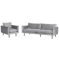 SADA POHOVEK 4-místná Sametová látka Šedá Vinterbro - černá/tmavě šedá, textil (220/85/85cm) - Beliani