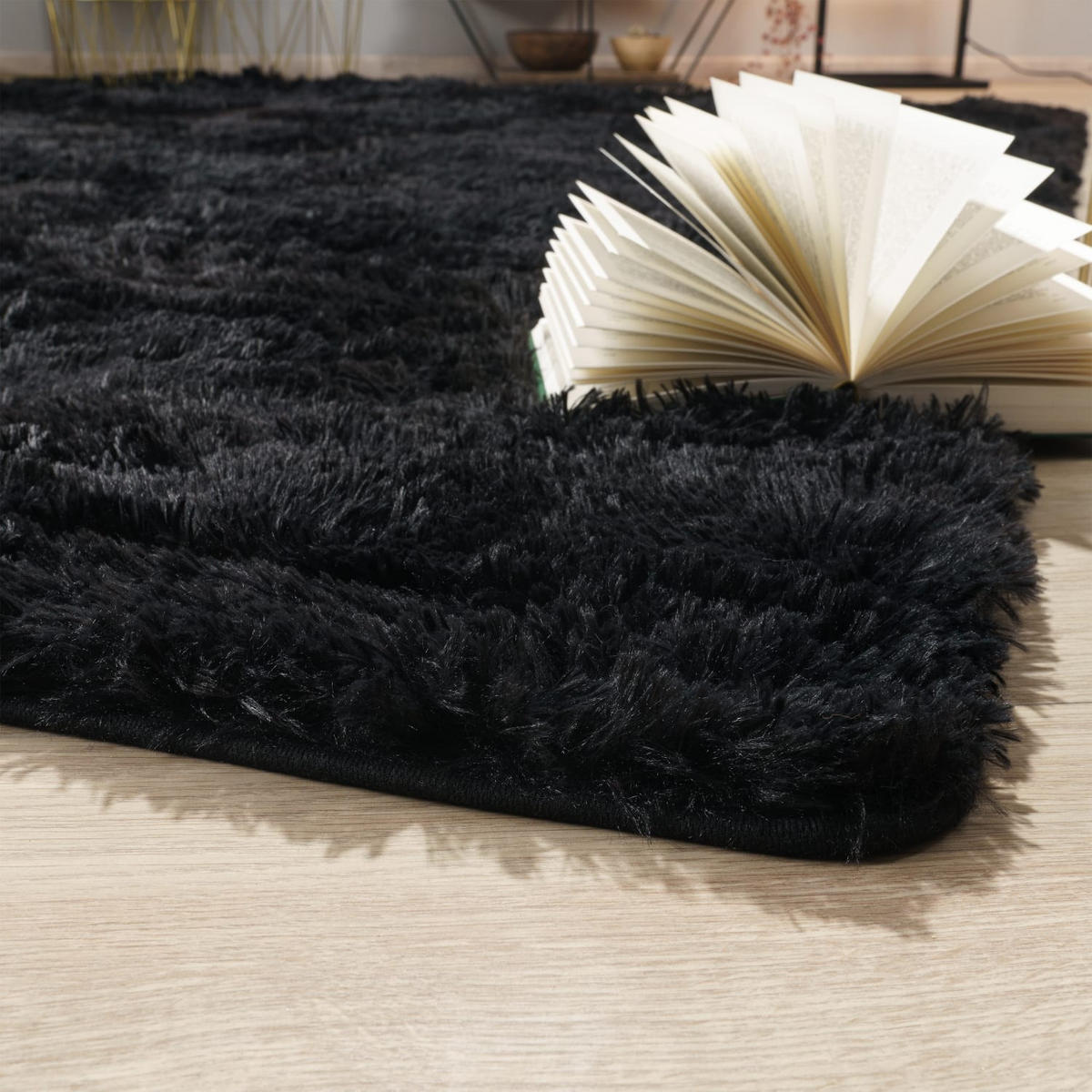 HOCHFLORTEPPICH Schwarz 140 x 200 cm - Schwarz, Kunststoff (140/200cm) - TT Home