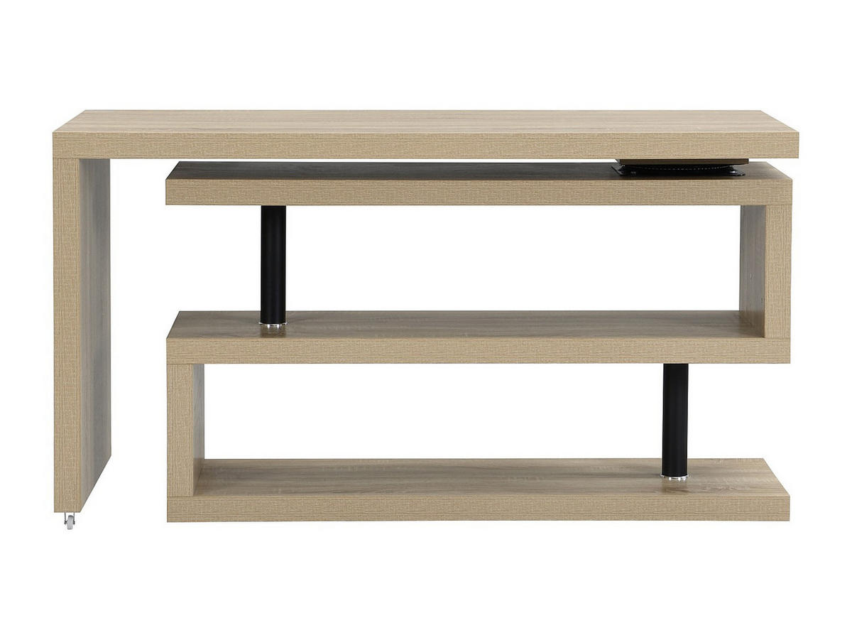 SCHREIBTISCH - Tischplatte um 360° schwenkbar - MDF - Eichefarben - NICEPHORE II - Naturfarben, Holz (60/200/76cm) - Vente-Unique
