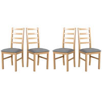 ESSZIMMERSTUHL - Set 4x Nilo 8 , sonoma, hygge 91  - Hellgrau/Sonoma Eiche, Holz (43/94/40cm) - Leaf Design