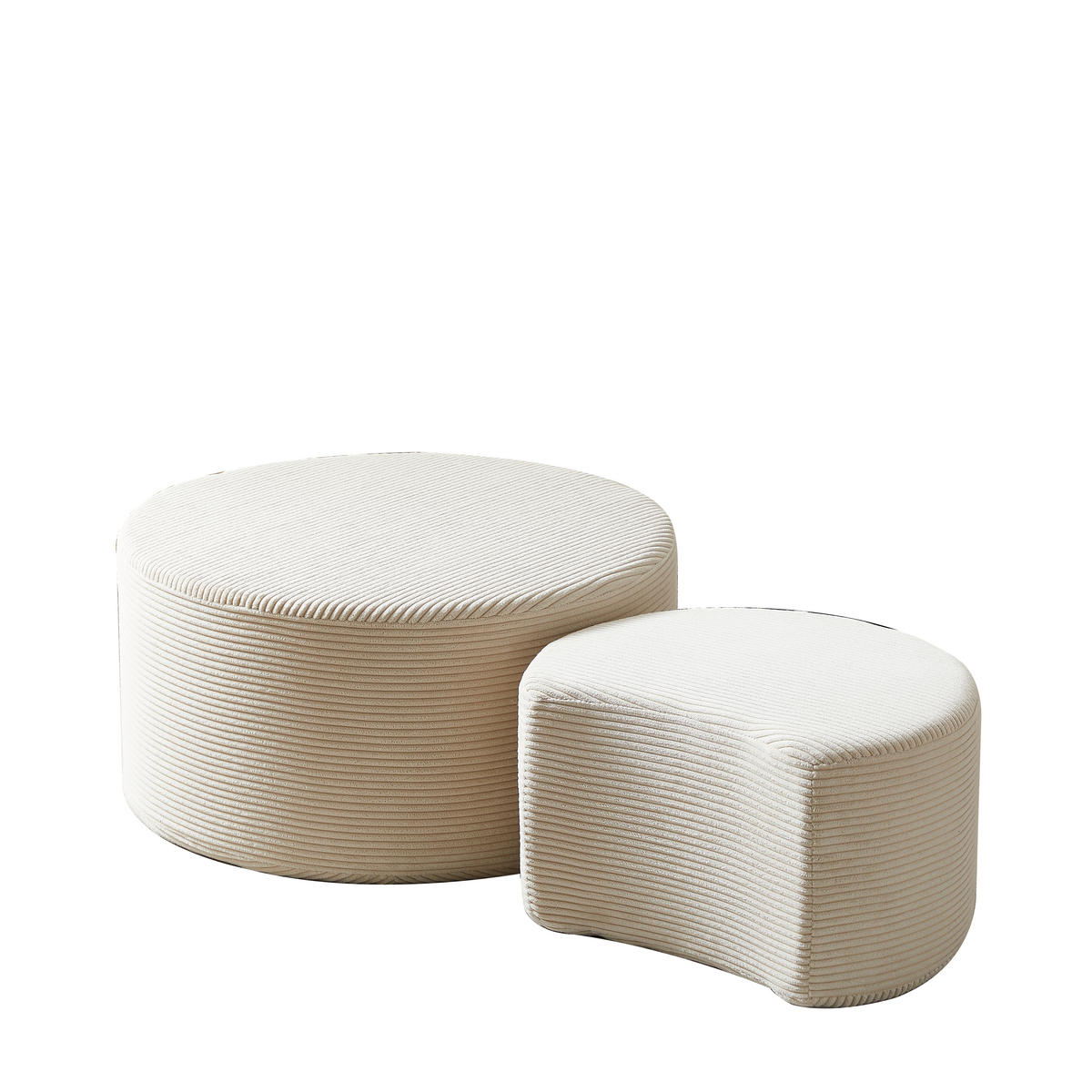 COUCHTISCH-SET 2-teilig gepolstert und rund - Beige, Textil (81/127/40cm)
