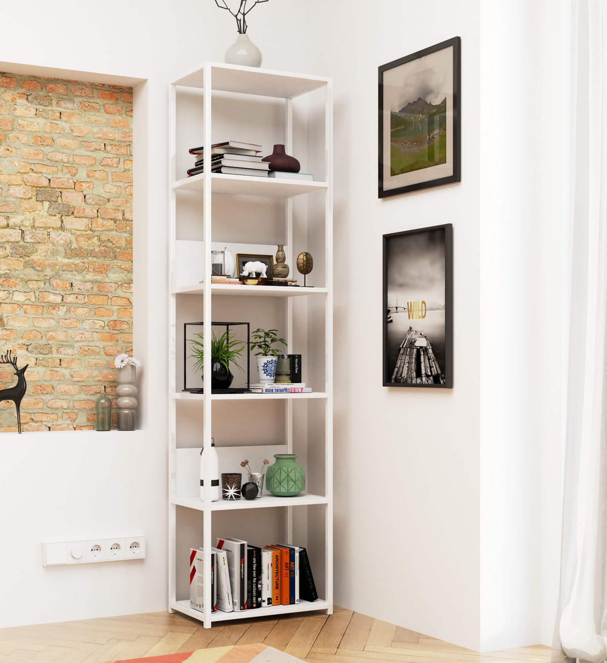 LOFT-REGAL Weiß 50x192x32 cm - Weiß, Holzwerkstoff/Metall (50/192/32cm) - Akord