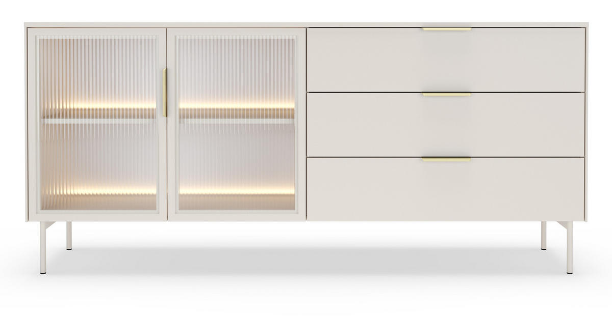 KOMMODE 182 cm Senza mit Schubladen, LED, Kaschmir - Kaschmir, Holz (182/82/39cm) - Emporius