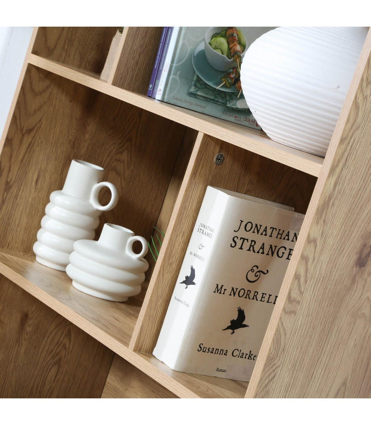 BÜCHERREGAL mit Aufbewahrung 2 Türen aus natürlichem Rattan H175cm - JAYA - Apfelbaumfarben, Holzwerkstoff (35/175/80cm) - Calicosy