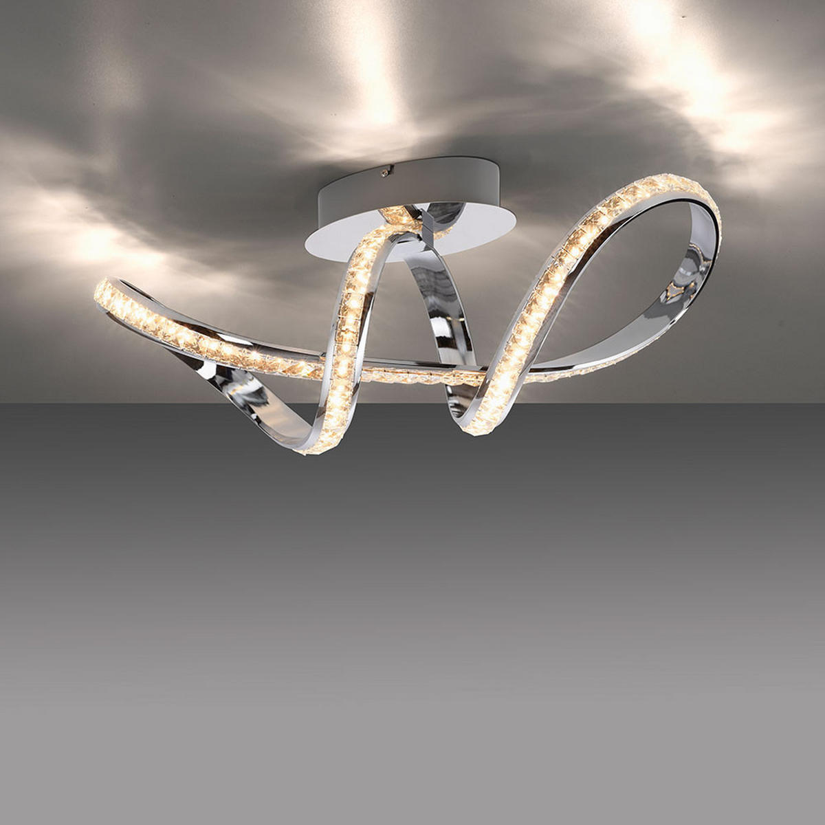 LED DECKENLEUCHTE Metall Chrom Silber Simply Dim - Silberfarben, Metall (65/25/25cm)