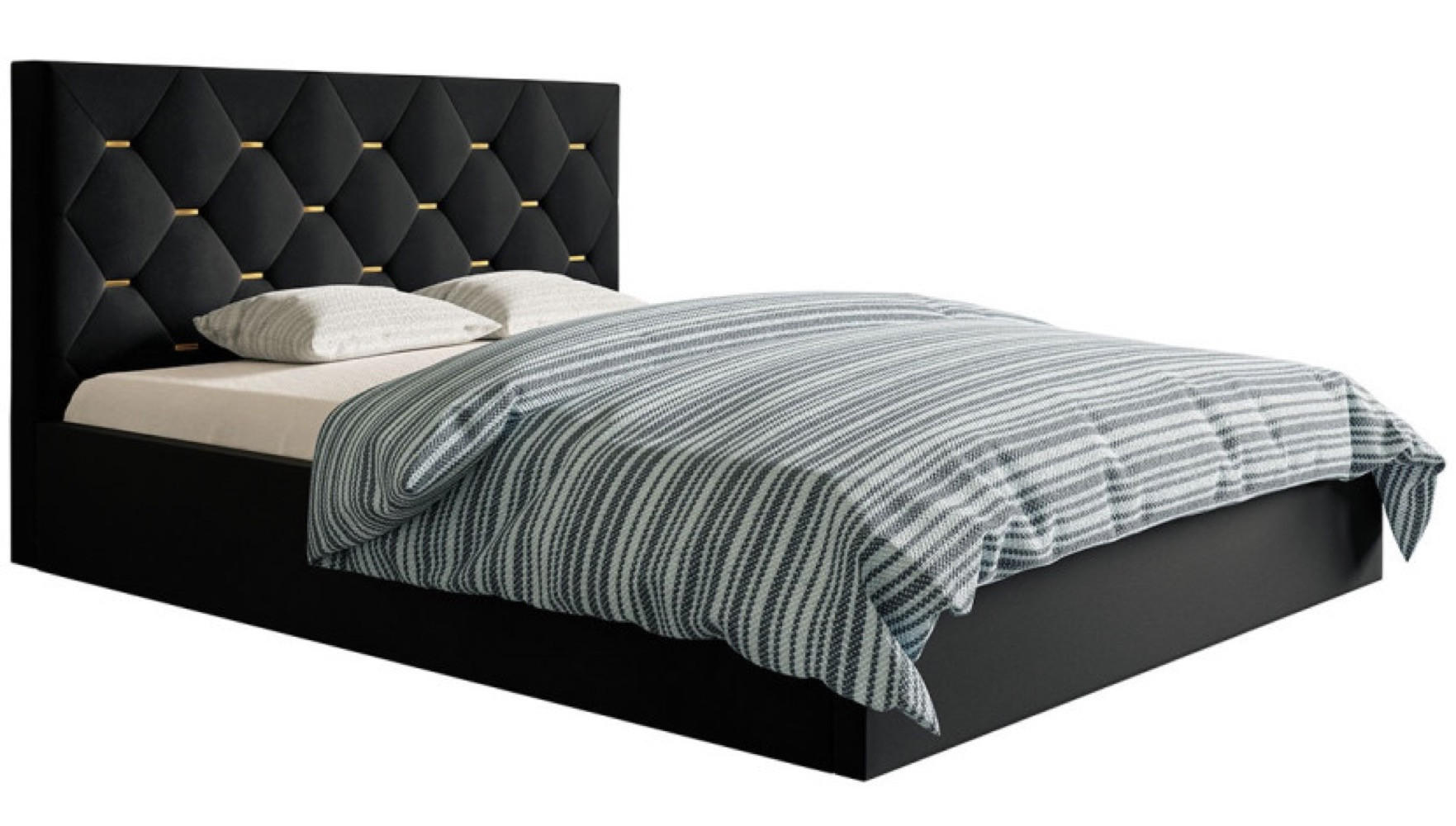 BETT Schwarz SIM 4 Gepolstert 120x200 cm - Goldfarben/Schwarz, Kunststoff/Textil (120/200cm) - Sepro Meble