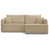 ECKSOFA Kassian, Beige Strukturstoff, rechtsseitig - Beige/Schwarz, Kunststoff/Textil (147/227cm) - Selsey