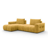 ECKSOFA VERONA 4-Sitzer LINKS, Gelb - Gelb/Schwarz, Holz/Textil (282/173cm) - Courtois Laville