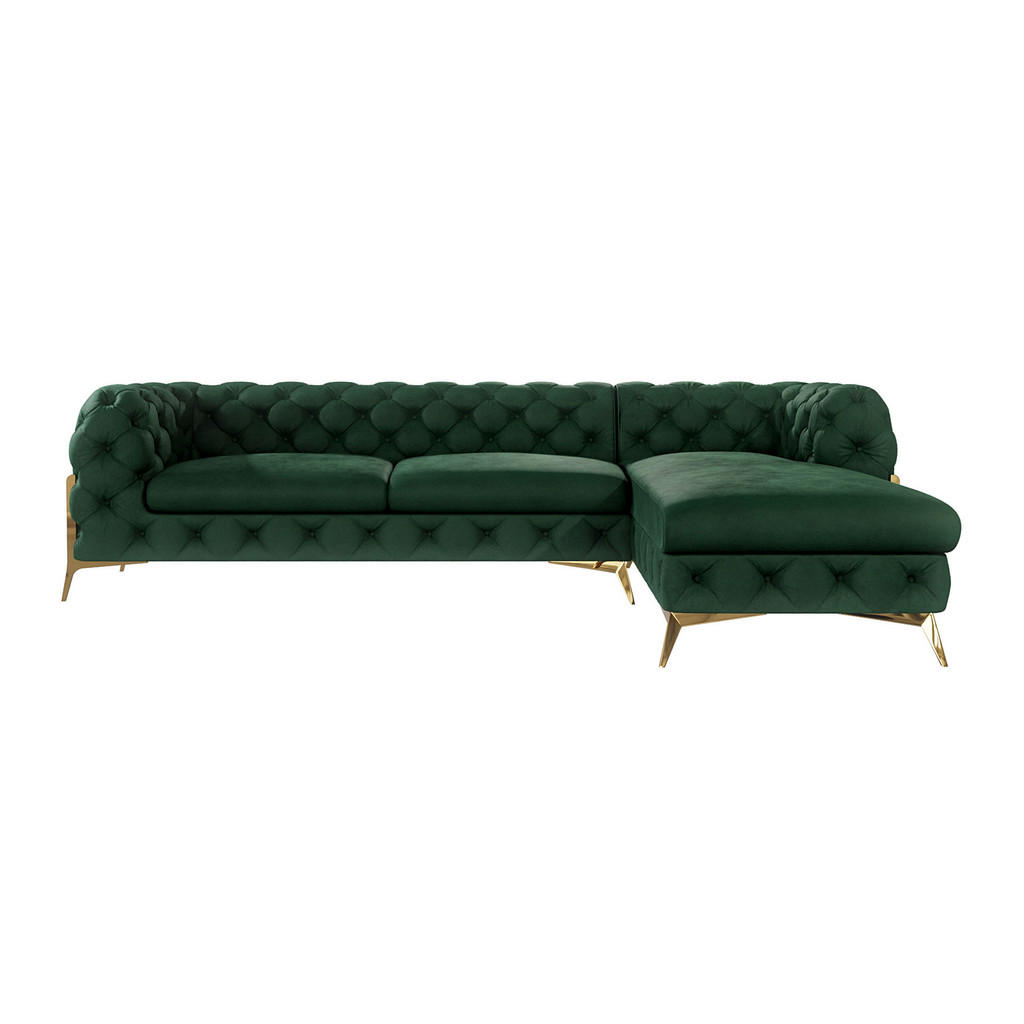 Thumbnail - S-Style Möbel Ecksofa, Smaragdgrün, Textil, Echtholz,Buche, Birke, 5-Sitzer, Füllung: Polyetherschaumkern, Eckteil, L-Fo...