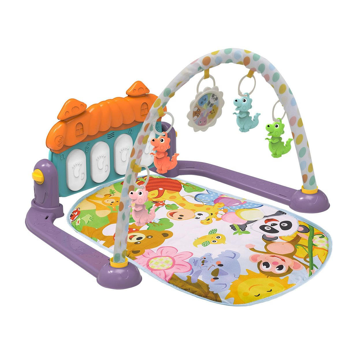 SPIELBOGEN Zoo Party lila Krabbeldecke, Hängespielzeug, Licht, Klaviertasten, Melodien - Violett, Textil (61/59/75cm) - Chipolino