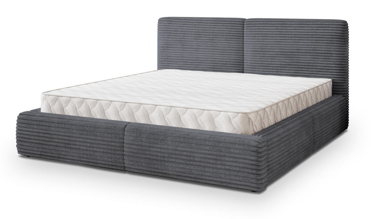 POLSTERBETT FELURO 180x200 cm mit Bettkästen - Graphitfarben - Graphitfarben, Holz (180/200cm) - MASSENO