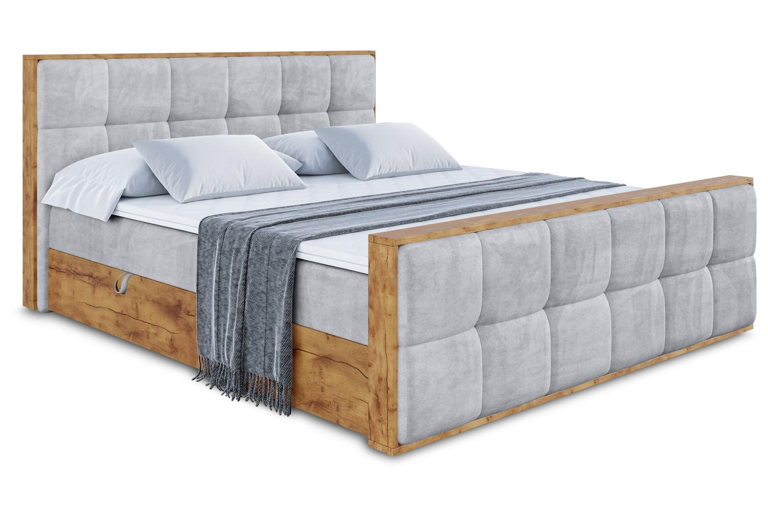 BOXBETT mit Matratze H4 und Lattenrost - LOLLI7-Z - 140x200 - Grau Monolith - Grau, Holzwerkstoff (140/200cm) - ALTDECOR