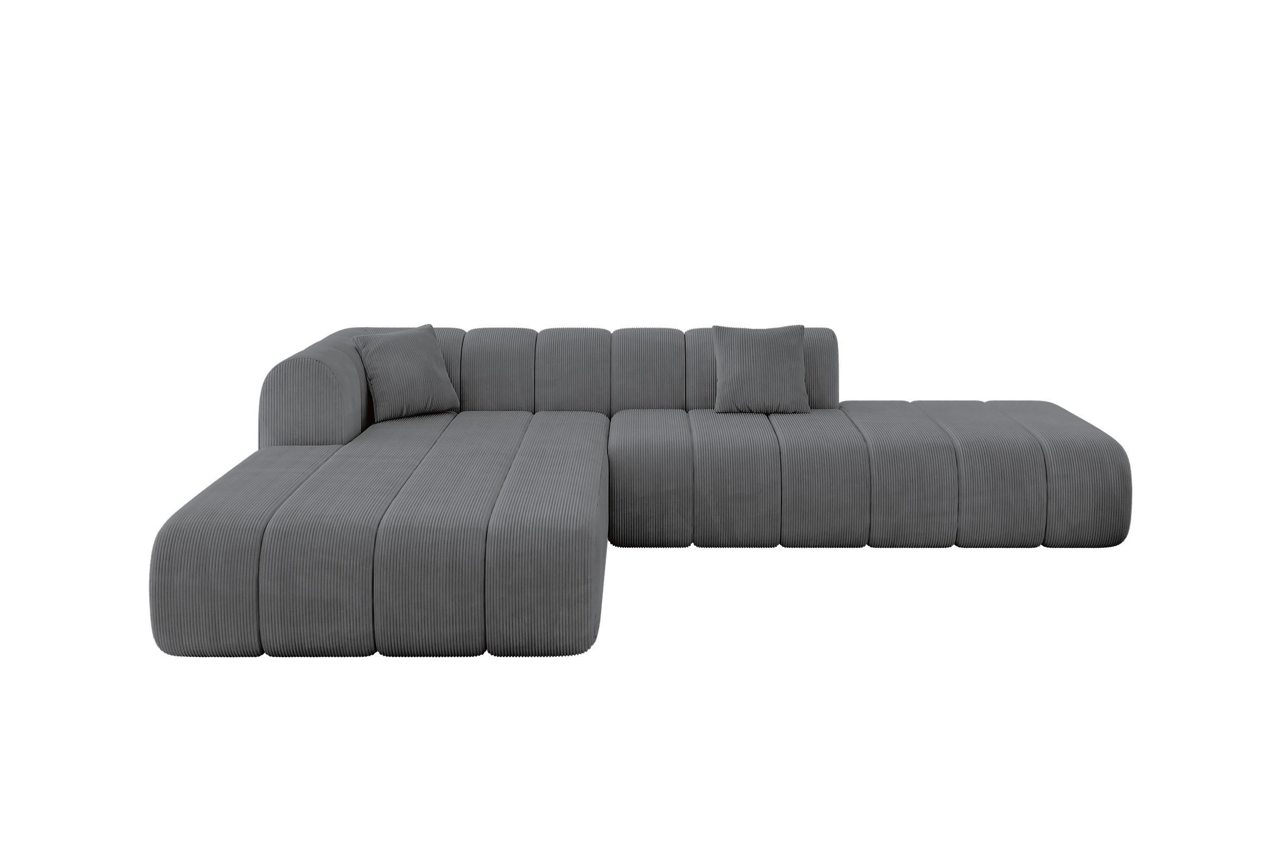 ECKSOFA Ottomane Links BILA-L 289x176x71 Dunkelgrau Cord - Dunkelgrau/Anthrazit, Holzwerkstoff/Kunststoff (176/289cm) - ALTDECOR