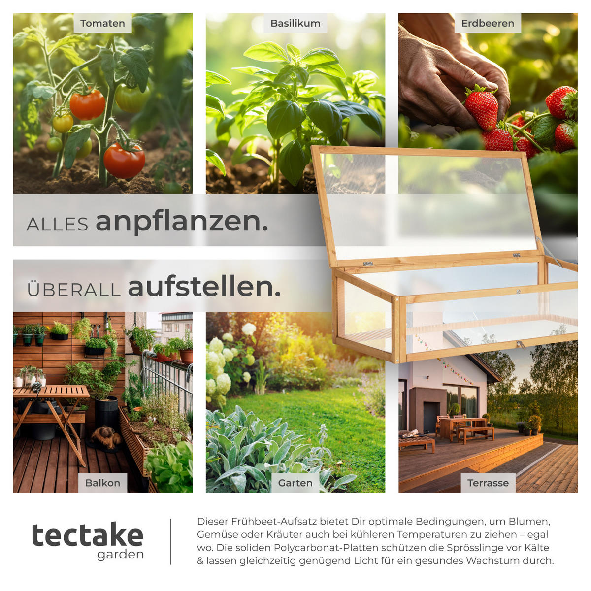 FRÜHBEET Aufsatz, 115 x 53 x 34 cm,braun - Braun, Holz (53/34/115cm) - tectake