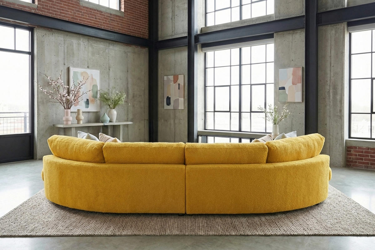 BIG SOFA PADANA Gelb Flachgewebe - Gelb/Schwarz, Kunststoff/Textil (410/86/166cm) - KAWOLA