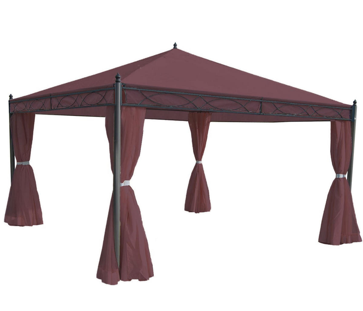 SEITENWAND 4er-Set für Pergola Cadiz 4x4m 205x383cm Rot-Braun - Braun, Textil (383/205/1cm) - BERLINLODGE