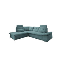 ECKSOFA mit Schlaffunktion, Bettkasten und verstellbarer Armlehne - Chromfarben/Grün, Textil (260/219cm) - ed exciting design