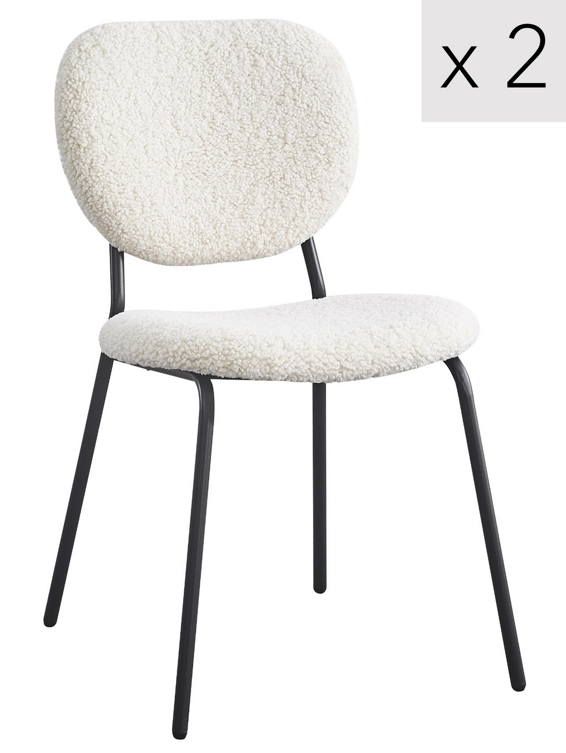 STUHL 2er-Set Wolle Weiß - Weiß, Textil (49/82.5/54.5cm) - Nordlys