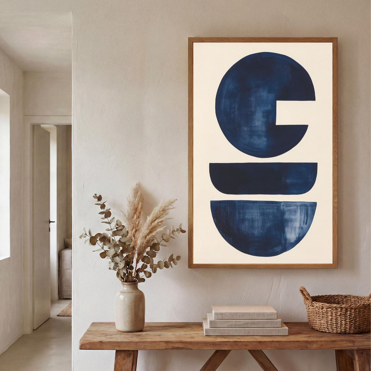 NÁSTĚNNÁ LAMPA S AKUMULÁTOREM Tvary - modrá - abstraktní 60x90 cm - tmavě modrá, kompozitní dřevo (60/90/8cm) - OnlyWow