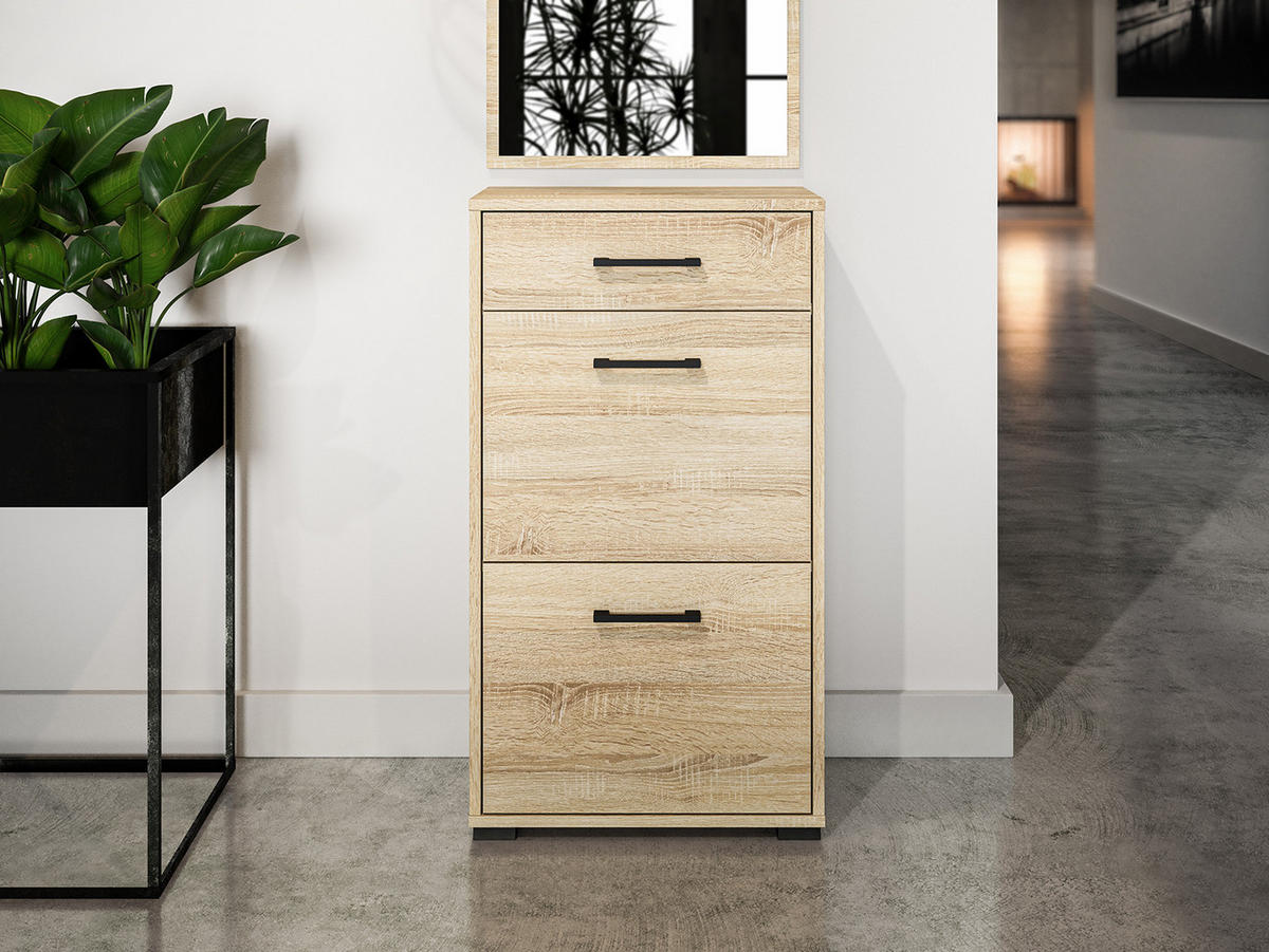 SCHUHSCHRANK Caro 50 / 34 / 90cm - Braun/Sonoma Eiche, Holz/Holzwerkstoff (50/90/34cm) - Feldmann-Wohnen