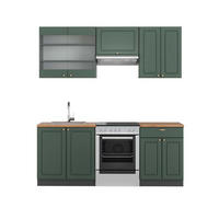 KÜCHENZEILE Fame-Line Grün-Gold Landhaus/Anthrazit 200 cm, AP Eiche - Anthrazit/Grün, Holzwerkstoff (200/81.6/60cm) - Vicco