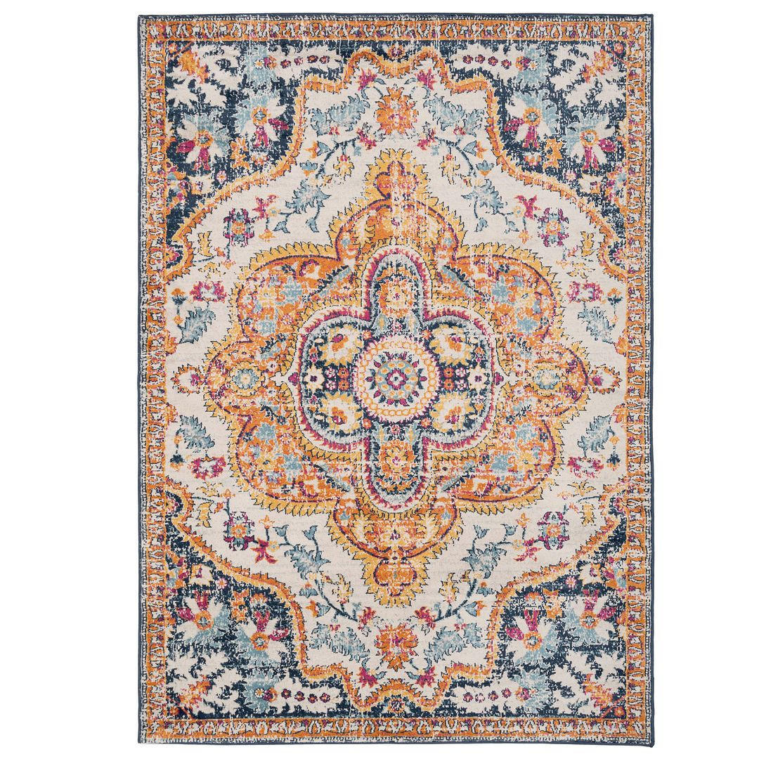 VINTAGE-TEPPICH Joyful Multi - Türkis, Textil (120/170cm) - Kukoon Rugs