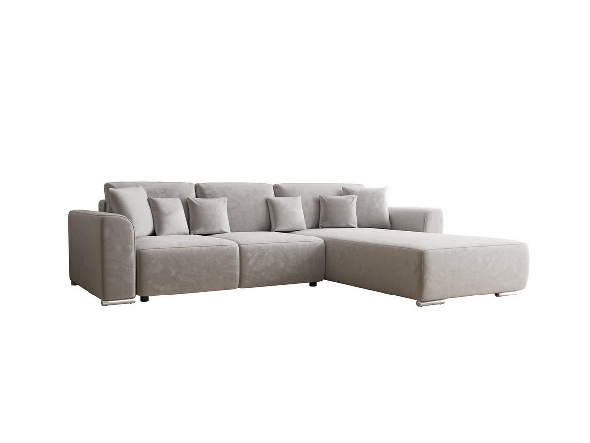ECKSOFA GUSTO L Monolith 84 Rechts mit Schlaffunktion - Silberfarben, Textil (279/193cm) - Bedante