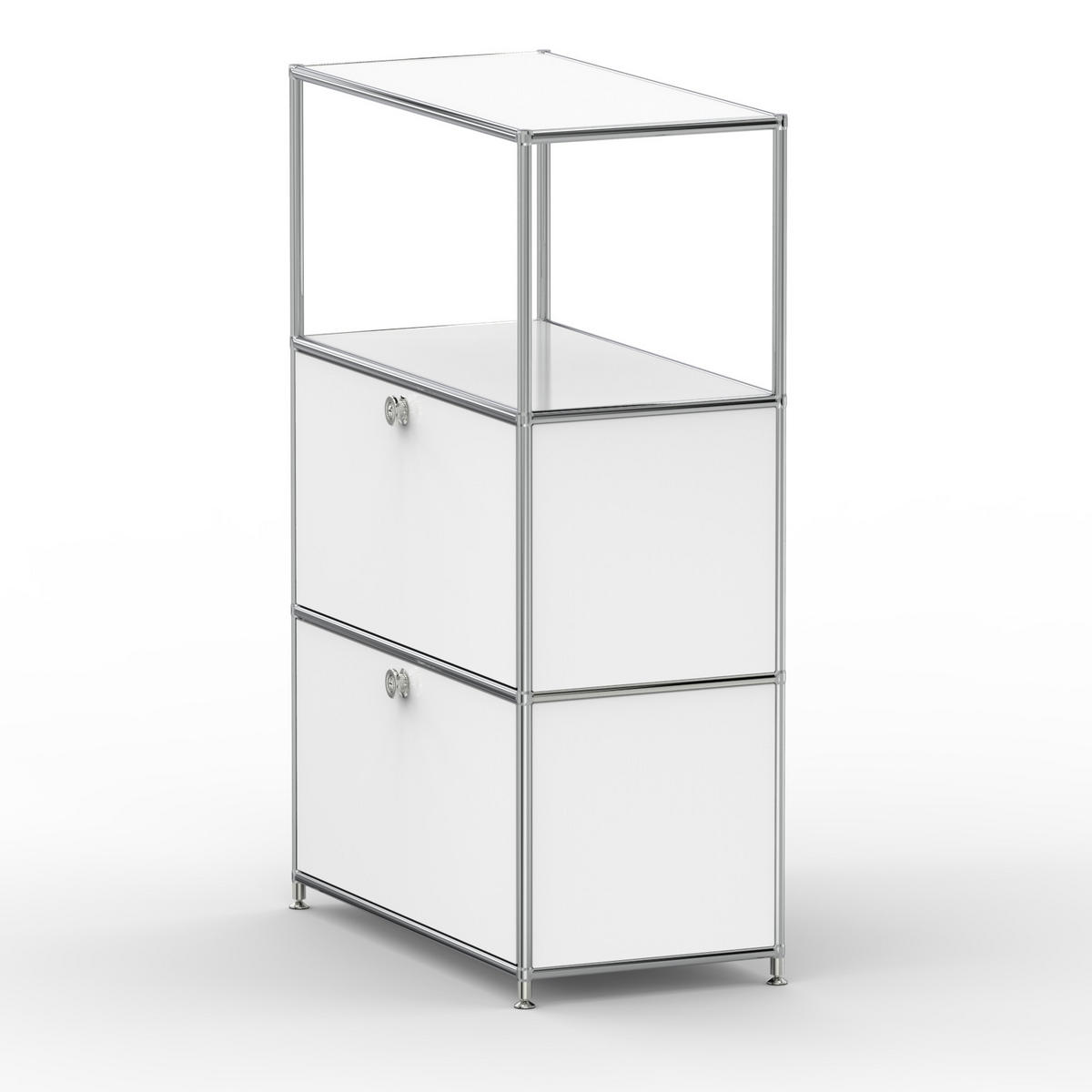 HOCHSCHRANK, 1 offenes Fach, 2 Klappen, Breite 77 cm, Signalweiß - Chromfarben/Silberfarben, Metall (40/118/77.2cm) - Versee
