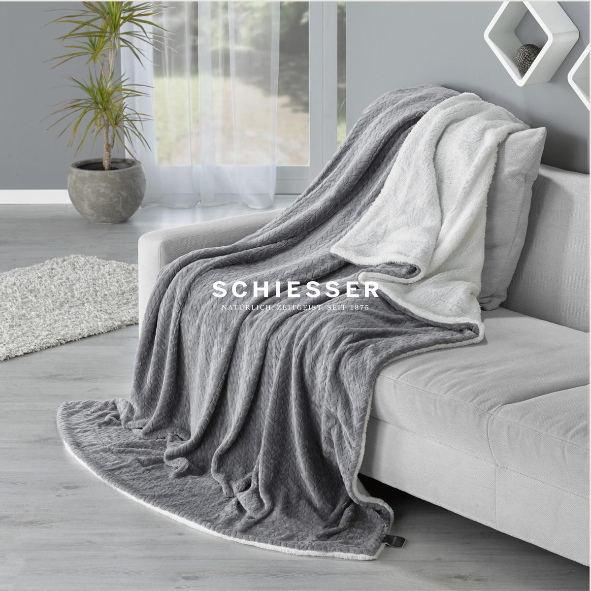 SHERPA-DECKE Elsa - 150 x 200 cm - Dunkelgrau - Dunkelgrau, Textil (150/200cm) - SCHIESSER